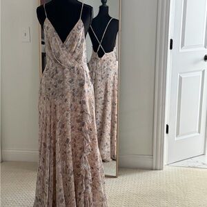 Astr Backless Floral Maxi Dress - Cream and Gray